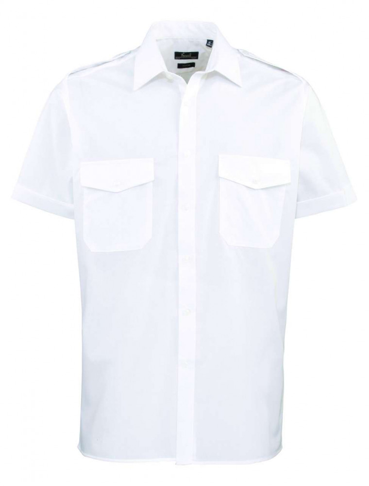 Férfi ing Premier PR212 Men’S Short Sleeve pilot Shirt -2XL/3XL, White