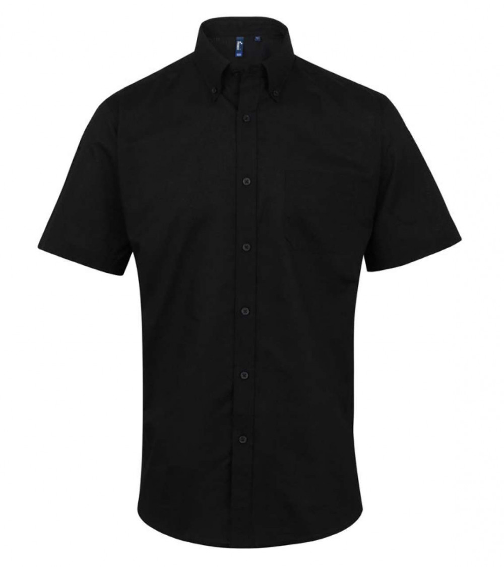 Férfi ing Premier PR236 Men’S Short Sleeve Signature Oxford Shirt -L, Black