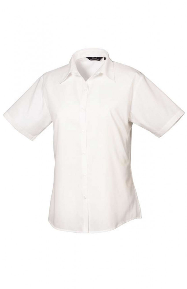 Női Premier PR302 Women'S Short Sleeve poplin Blouse -L, White