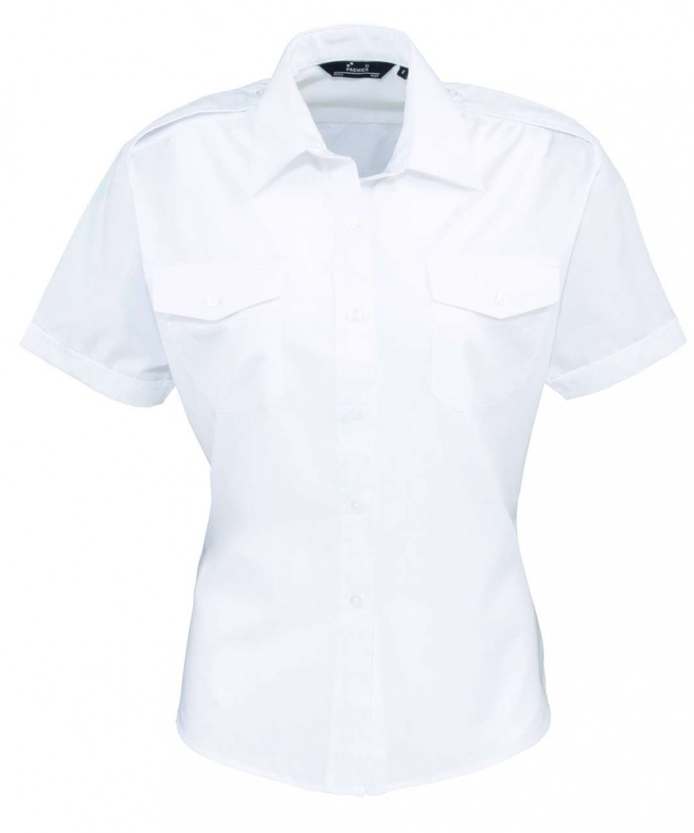 Női blúz Premier PR312 Women'S Short Sleeve pilot Shirt -L, White