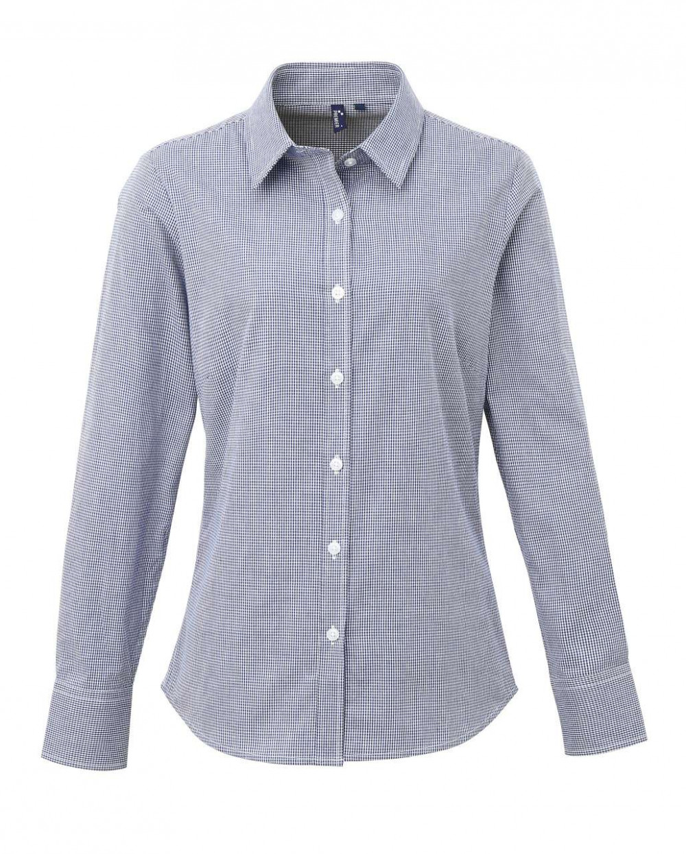 Női blúz Premier PR320 Women'S Long Sleeve Gingham Microcheck Shirt -L, Navy/White