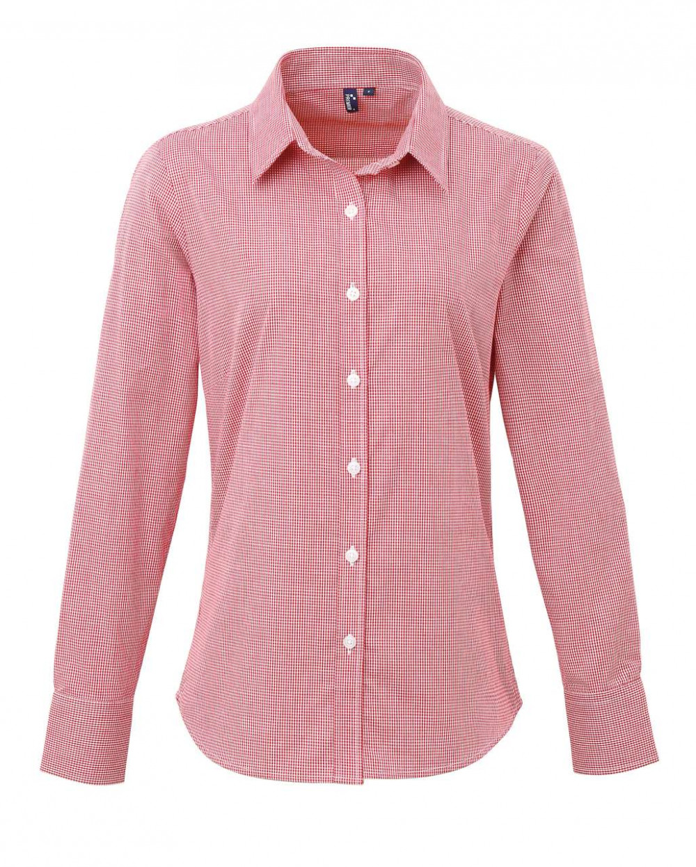 Női blúz Premier PR320 Women'S Long Sleeve Gingham Microcheck Shirt -M, Red/White