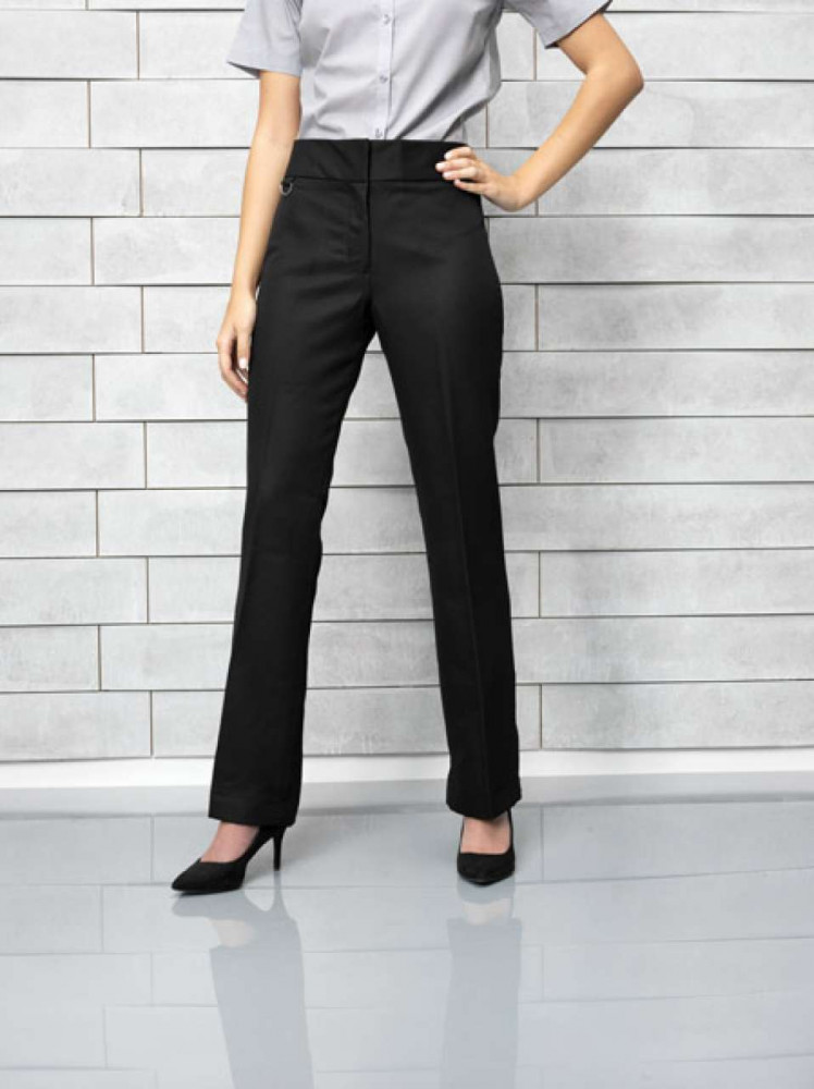 Női nadrág Premier PR532L Extra Long Ladies Flat Front Hospitality Trouser -M, Black