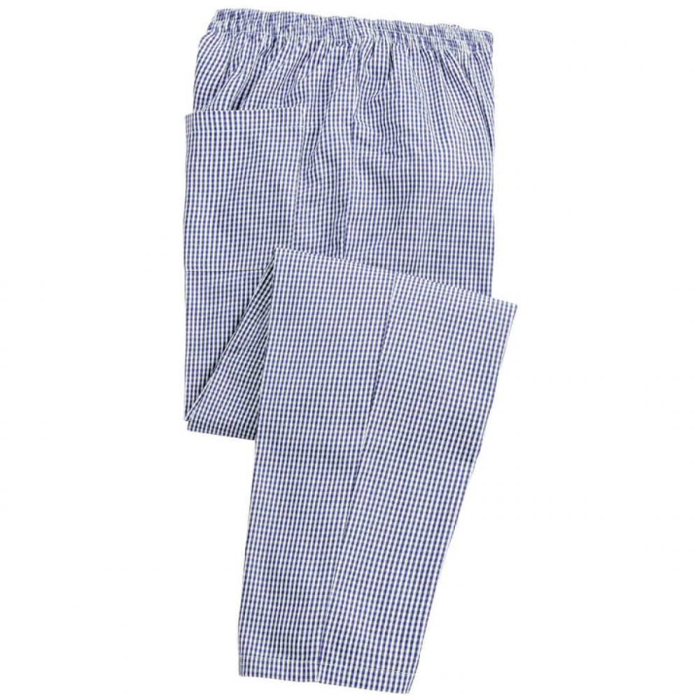 Uniszex nadrág Premier PR552 Chef'S pull-On Trousers -S, Navy/White Check