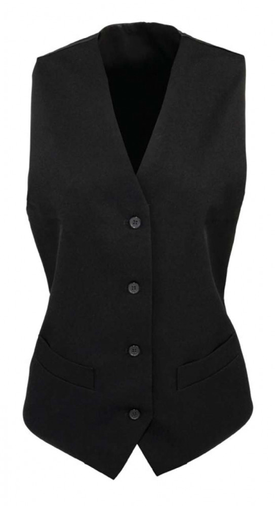 Női Premier PR623 Women'S Lined polyester Waistcoat -2XL, Black