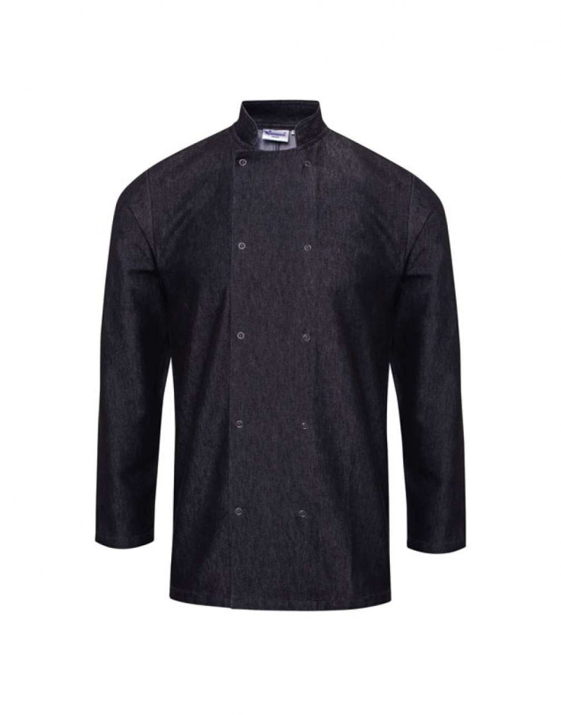 Uniszex kabát Premier PR660 Chef'S Denim Jacket -S, Black Denim