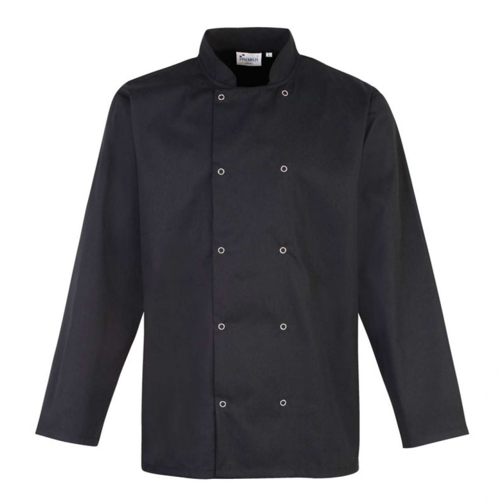 Férfi kabát Premier PR665 Chef'S Long Sleeve Stud Jacket -L, Black Férfi kabát Premier PR665 Chef'S Long Sleeve Stud Jacket -L, Black