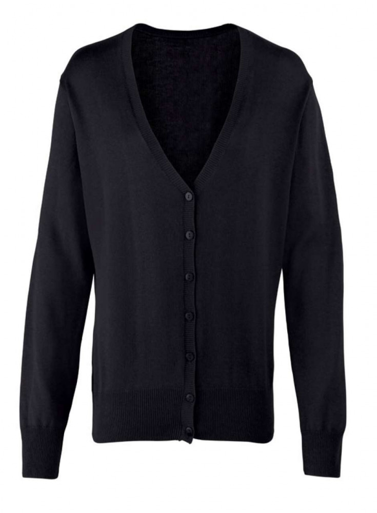 Női Premier PR697 Women'S Button-Through Knitted Cardigan -L, Black