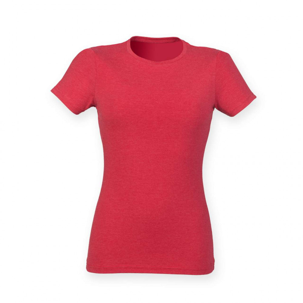 Női póló Skinnifit SFL161 Tri-Blend póló -M, Red Triblend