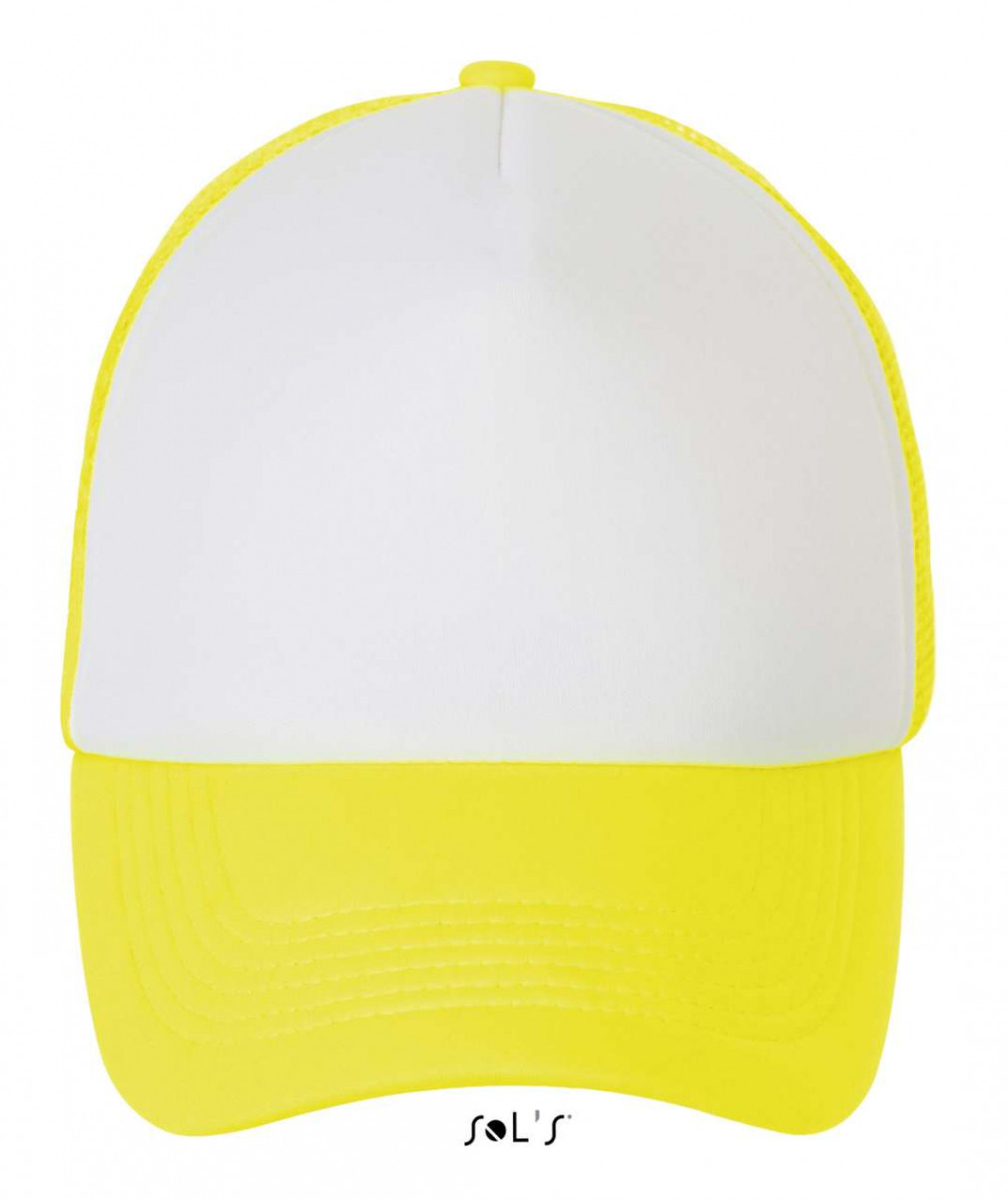 Uniszex sapka SOL'S SO01668 Sol'S Bubble - Five panel Mesh Cap -Egy méret, White/Neon Yellow