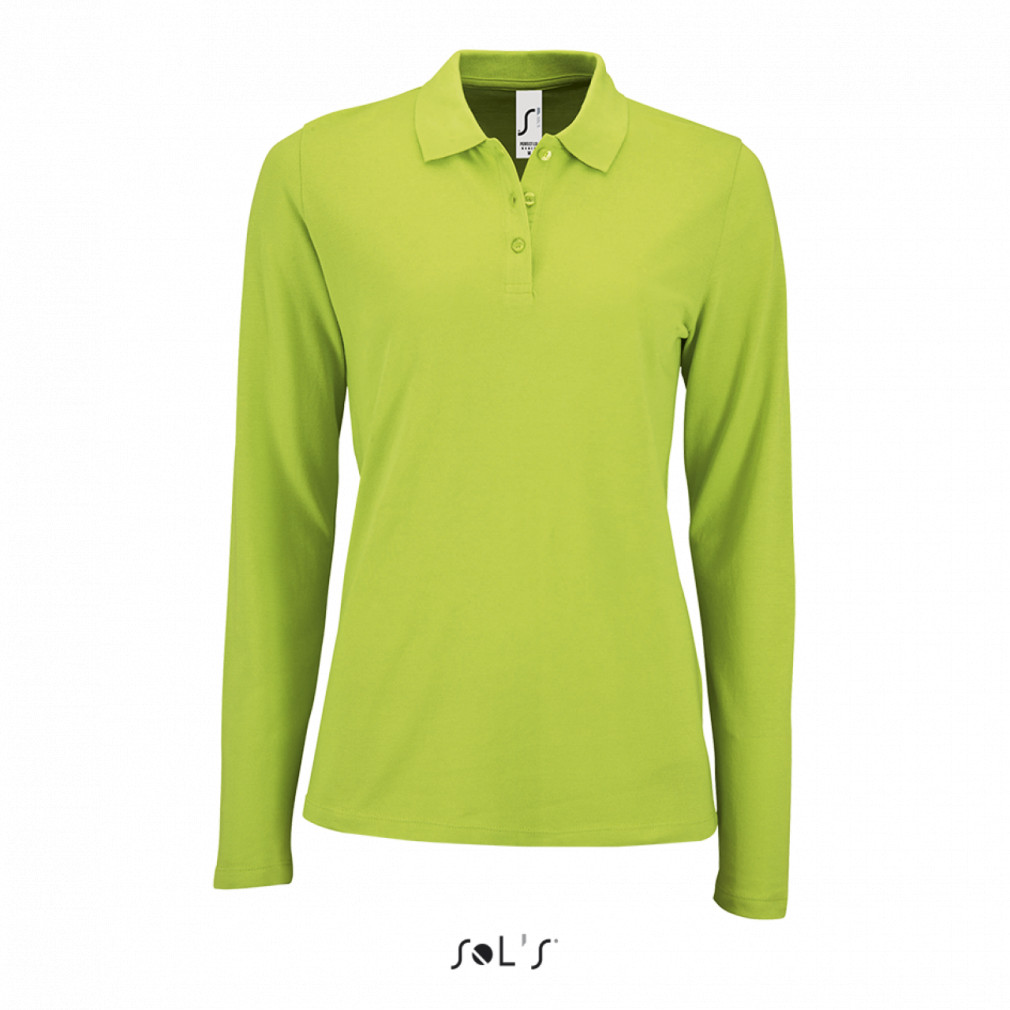 Női galléros póló SOL'S SO02083 Sol'S perfect Lsl Women - Long-Sleeve piqué polo Shirt -L, Apple Green